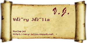 Váry Júlia névjegykártya